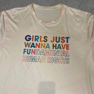 Girls Just Wanna Have Fundamental Human Rights Beige XL T-Shirt Feminism